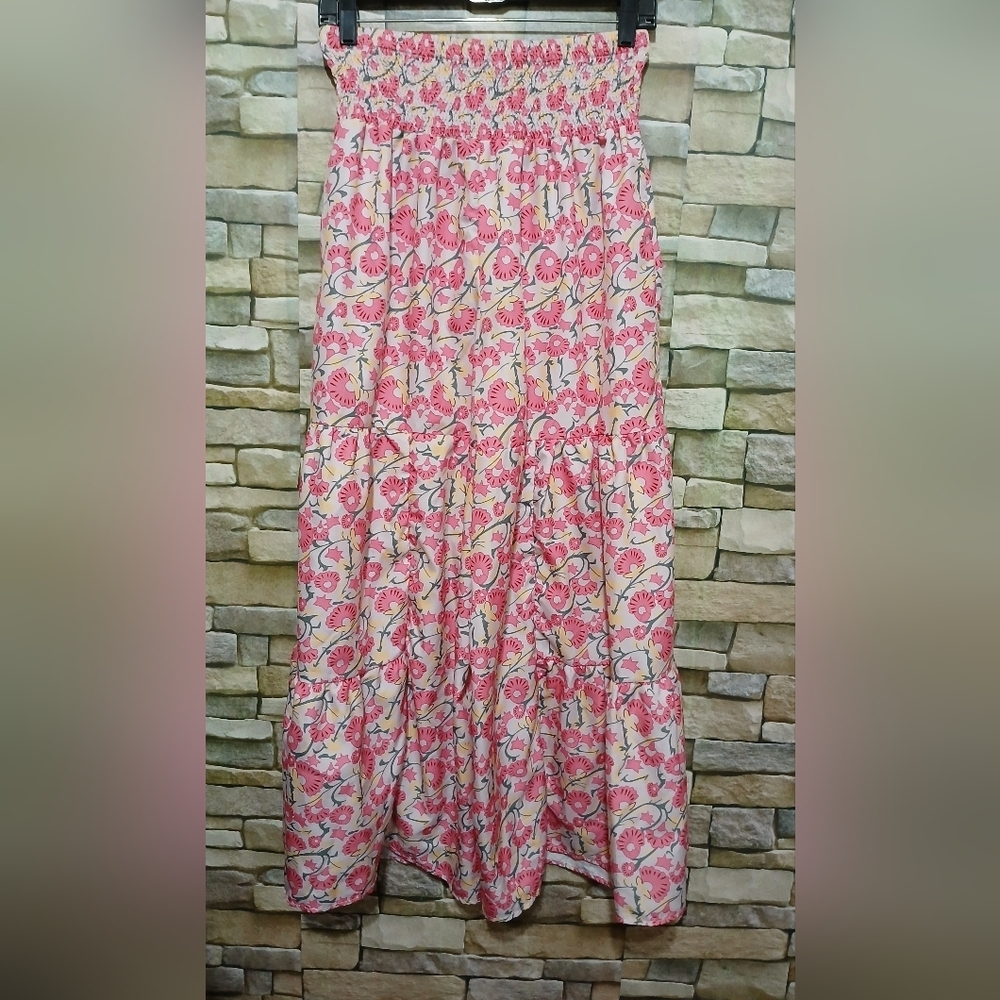 SHEIN Pink Floral Wide Leg Pants Elastic Waist - Picture 1 of 3